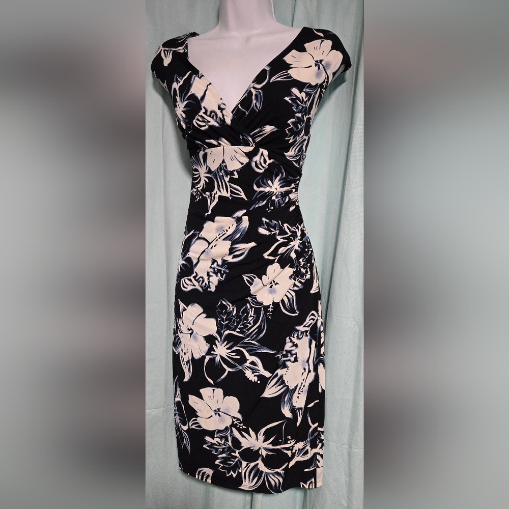 Ralph Lauren Floral Navy and White Dress